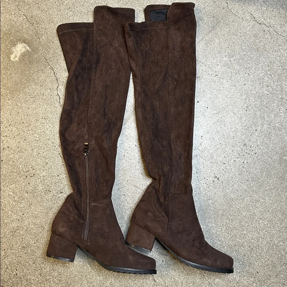 ShoeNTale Brown Suede Knee-High Boots